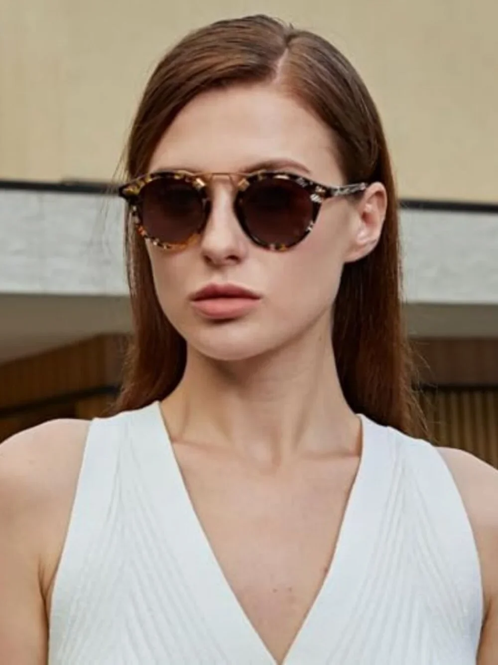 Chic Small Face Double Bridge Polarized Round Sunglasses for Women - UV